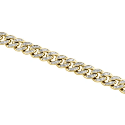 Pre-owned Jfl Diamonds & Timepieces 10k Yellow Gold Diamond Box Clasp Lock Miami Cuban Link Bracelet 10mm | 1.35 Ct. In White