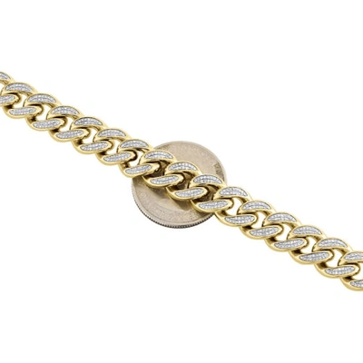 Pre-owned Jfl Diamonds & Timepieces 10k Yellow Gold Diamond Box Clasp Lock Miami Cuban Link Bracelet 10mm | 1.35 Ct. In White