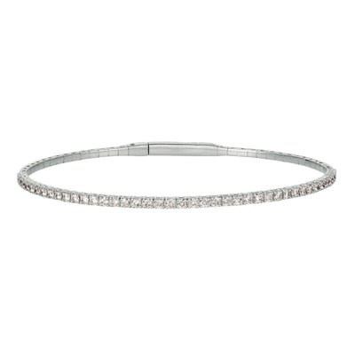 Pre-owned Morris 1.50 Carat Natural Diamond Flexible Bangle Bracelet G-h Si 14k White Gold 7''