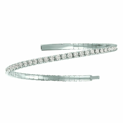 Pre-owned Morris 1.50 Carat Natural Diamond Flexible Bangle Bracelet G-h Si 14k White Gold 7''