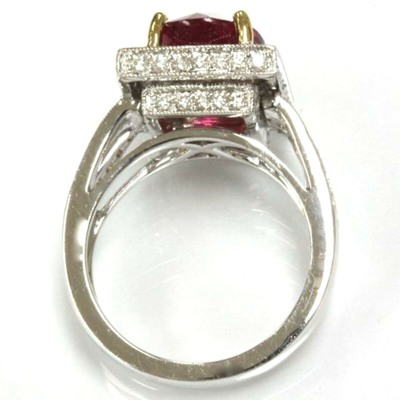 Pre-owned Jewelry By Arsa 4.55 Ct Tw Natural Pink Tourmaline & Diamond Solid 14k White Gold Cocktail Ring