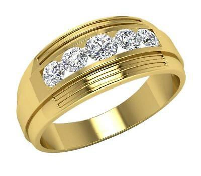 Pre-owned Diamondforgood Channel Set Men's Wedding Ring Band Si1 1.00ct Genuine Diamond 14k Yellow Gold