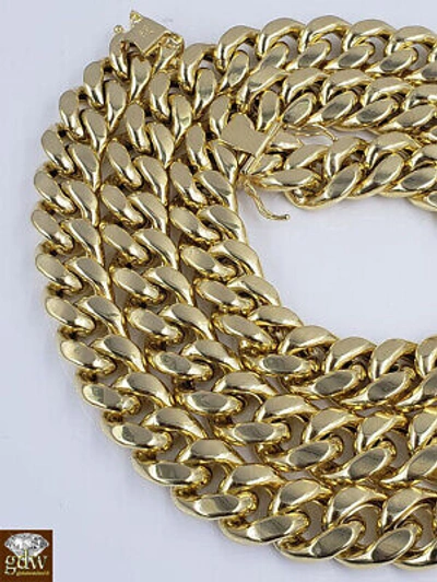 Pre-owned Globalwatches10 Real 10k Yellow Gold Miami Cuban Chain Necklace 12mm 22" Box Clasp Men