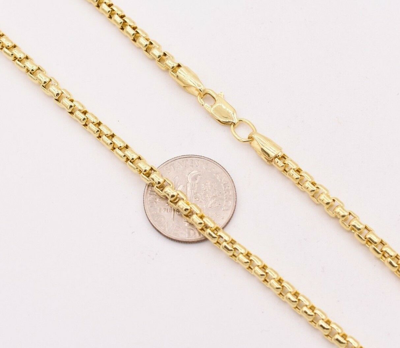 Pre-owned Bayam 3.5mm Bold Round Box Chain Necklace Real 14k Yellow Gold Lobster Lock All Sizes In 20"