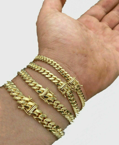 Pre-owned Globatwatches10! 10k Solid Gold Cuban Link Necklace 7mm Box Clasp Men 20" 22 24" 26 28 30 Inch