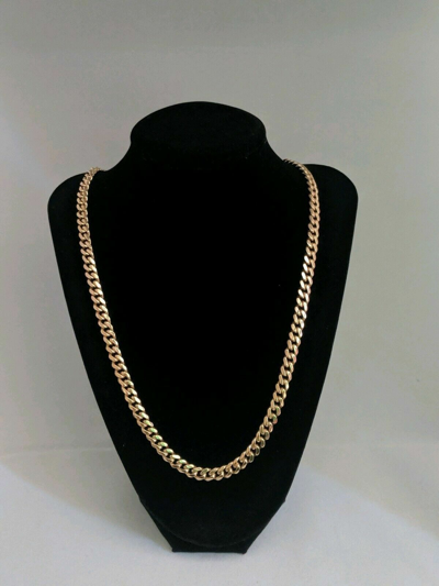 Pre-owned Globatwatches10! 10k Solid Gold Cuban Link Necklace 7mm Box Clasp Men 20" 22 24" 26 28 30 Inch