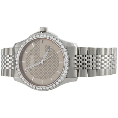 GUCCI Pre-owned Ya126406 Brown Dial Date Mens Diamond Watch G-timeless 38mm S. Steel 2 Ct. In White