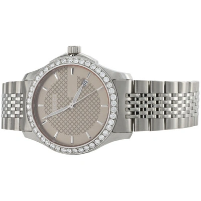 Pre-owned Gucci Ya126406 Brown Dial Date Mens Diamond Watch G-timeless 38mm S. Steel 2 Ct. In White