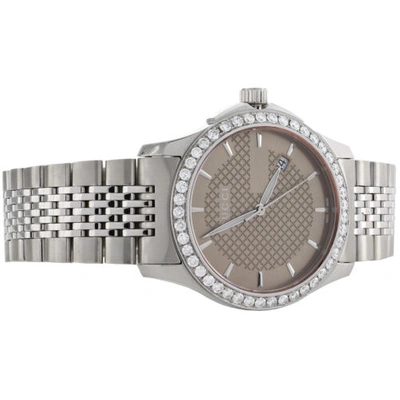 Pre-owned Gucci Ya126406 Brown Dial Date Mens Diamond Watch G-timeless 38mm S. Steel 2 Ct. In White