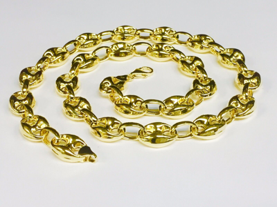 Pre-owned R C I 14k Yellow Gold 24" Men's Puffed Anchor Mariner Chain/necklace 11 Mm 30 Grams In No Stone