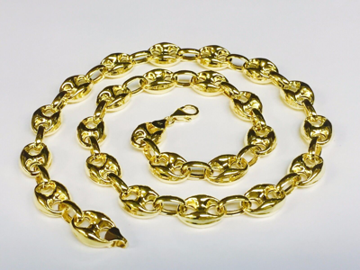Pre-owned R C I 14k Yellow Gold 24" Men's Puffed Anchor Mariner Chain/necklace 11 Mm 30 Grams In No Stone
