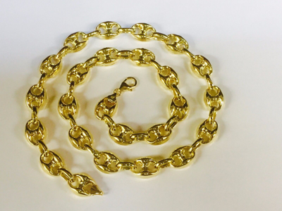 Pre-owned R C I 14k Yellow Gold 24" Men's Puffed Anchor Mariner Chain/necklace 11 Mm 30 Grams In No Stone