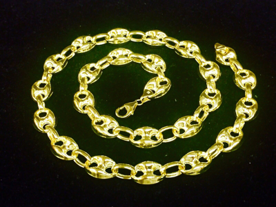 Pre-owned R C I 14k Yellow Gold 24" Men's Puffed Anchor Mariner Chain/necklace 11 Mm 30 Grams In No Stone