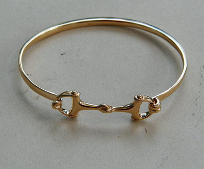 Pre-owned Cavalli Del Mar Beautiful Solid 14k Gold Small Women And Men's Horse Snaffle Bit Bangle Bracelet