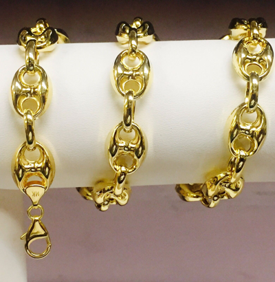 Pre-owned R C I 14k Yellow Gold 24" Men's Puffed Anchor Mariner Chain/necklace 11 Mm 30 Grams In No Stone