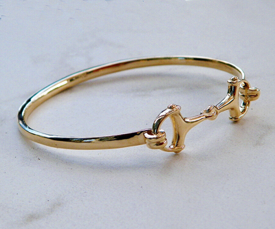 Pre-owned Cavalli Del Mar Beautiful Solid 14k Gold Small Women And Men's Horse Snaffle Bit Bangle Bracelet
