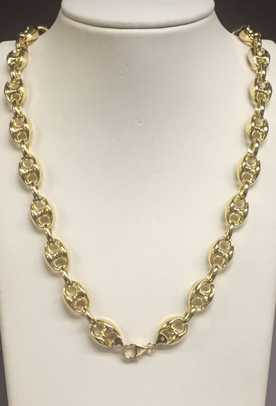 Pre-owned R C I 14k Yellow Gold 24" Men's Puffed Anchor Mariner Chain/necklace 11 Mm 30 Grams In No Stone