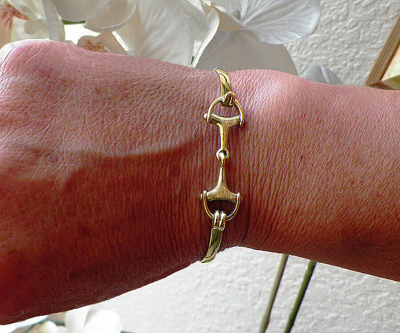 Pre-owned Cavalli Del Mar Beautiful Solid 14k Gold Small Women And Men's Horse Snaffle Bit Bangle Bracelet