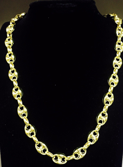 Pre-owned R C I 14k Yellow Gold 24" Men's Puffed Anchor Mariner Chain/necklace 11 Mm 30 Grams In No Stone