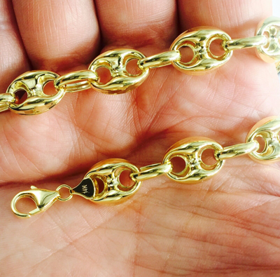 Pre-owned R C I 14k Yellow Gold 24" Men's Puffed Anchor Mariner Chain/necklace 11 Mm 30 Grams In No Stone