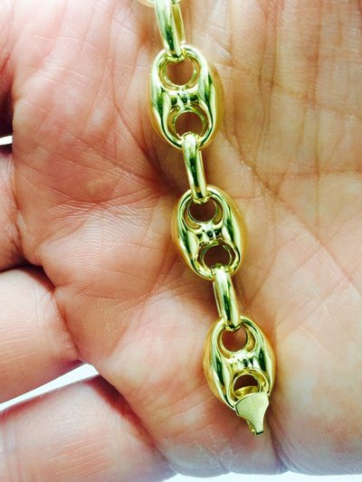 Pre-owned R C I 14k Yellow Gold 24" Men's Puffed Anchor Mariner Chain/necklace 11 Mm 30 Grams In No Stone