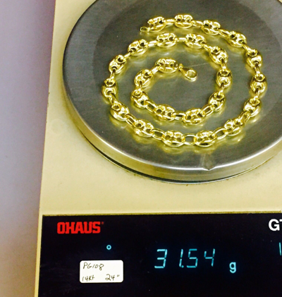 Pre-owned R C I 14k Yellow Gold 24" Men's Puffed Anchor Mariner Chain/necklace 11 Mm 30 Grams In No Stone