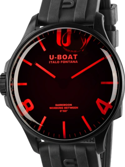 Pre-owned U-boat 8466/c Darkmoon Red Ipb Mens Watch 44mm 5atm