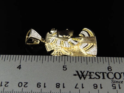 Pre-owned Jewelry Hiphop Mens 10k Yellow Gold Egyptian Queen Nefertiti Real Diamond Charm Pendant 0.75ct
