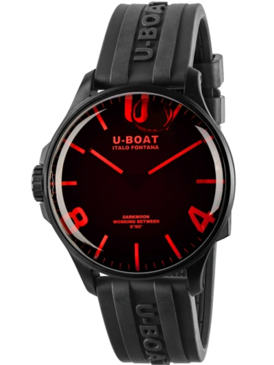 Pre-owned U-boat 8466/b Darkmoon Red Ipb Mens Watch 44mm 5atm