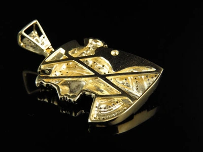 Pre-owned Jewelry Hiphop Mens 10k Yellow Gold Egyptian Queen Nefertiti Real Diamond Charm Pendant 0.75ct