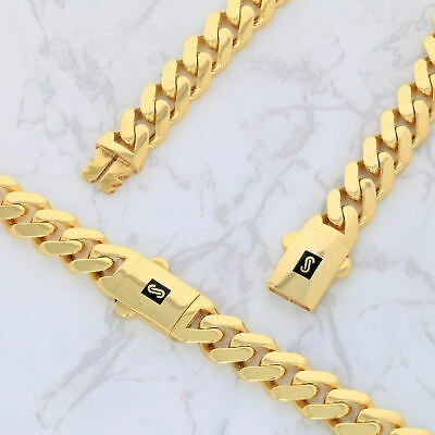 Pre-owned Nuragold 10k Yellow Gold Monaco Miami Cuban Link 9mm Chain Necklace Mens Womens 22"