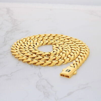 Pre-owned Nuragold 10k Yellow Gold Monaco Miami Cuban Link 9mm Chain Necklace Mens Womens 22"