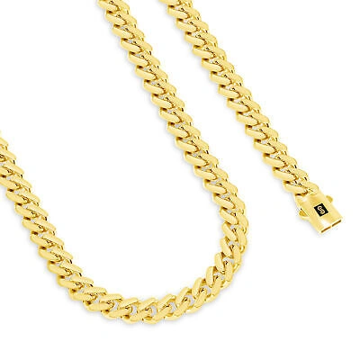 Pre-owned Nuragold 10k Yellow Gold Monaco Miami Cuban Link 9mm Chain Necklace Mens Womens 22"