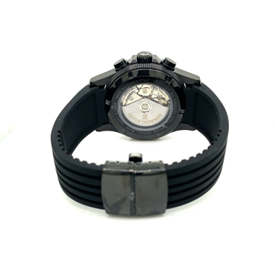 Pre-owned Revue Thommen Men's Air Speed Black Dial Black Rubber Automatic Watch 16071.6877