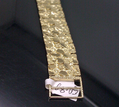 Pre-owned Globalwatches10 10k Yellow Gold Men Nugget Link Bracelet 8" With Custom Lock Men Women