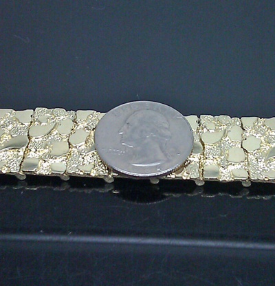 Pre-owned Globalwatches10 10k Yellow Gold Men Nugget Link Bracelet 8" With Custom Lock Men Women