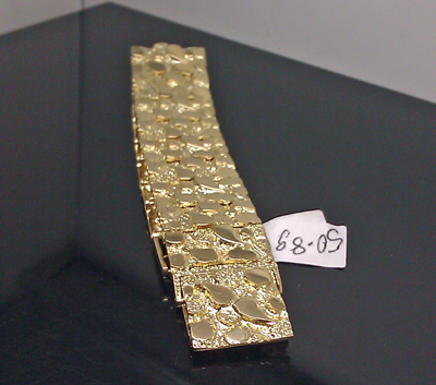 Pre-owned Globalwatches10 10k Yellow Gold Men Nugget Link Bracelet 8" With Custom Lock Men Women