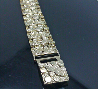 Pre-owned Globalwatches10 10k Yellow Gold Men Nugget Link Bracelet 8" With Custom Lock Men Women