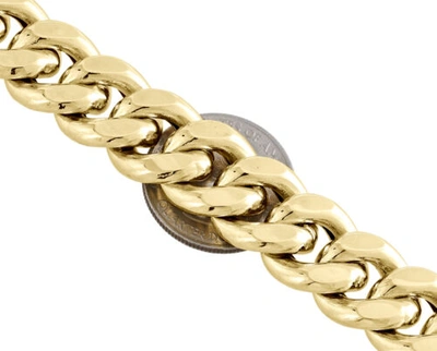 Pre-owned Jfl Diamonds & Timepieces Mens 10k Yellow Gold 3d Hollow Miami Cuban Link Bracelet 15mm Box Clasp 9 Inches
