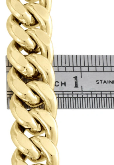 Pre-owned Jfl Diamonds & Timepieces Mens 10k Yellow Gold 3d Hollow Miami Cuban Link Bracelet 15mm Box Clasp 9 Inches