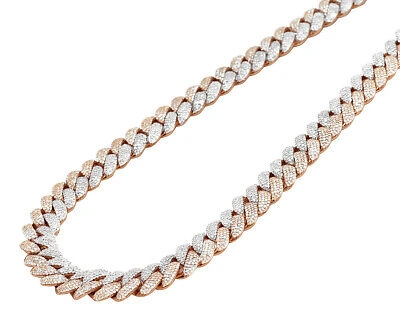 Pre-owned Jewelry Unlimited 10k Tt Rose/white Gold Honeycomb Real Diamond Cuban Chain 17.85ct 10mm 21"