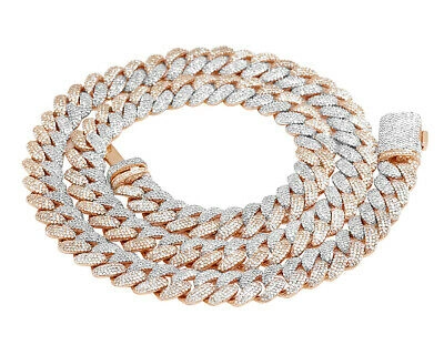 Pre-owned Jewelry Unlimited 10k Tt Rose/white Gold Honeycomb Real Diamond Cuban Chain 17.85ct 10mm 21"