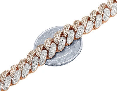 Pre-owned Jewelry Unlimited 10k Tt Rose/white Gold Honeycomb Real Diamond Cuban Chain 17.85ct 10mm 21"
