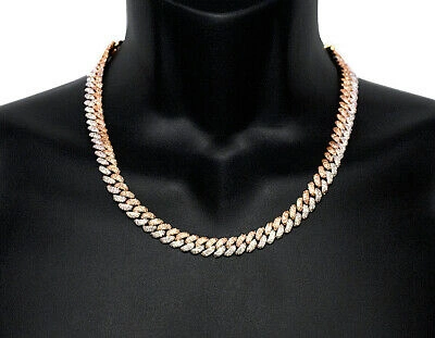 Pre-owned Jewelry Unlimited 10k Tt Rose/white Gold Honeycomb Real Diamond Cuban Chain 17.85ct 10mm 21"