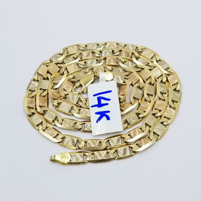 Pre-owned Globalwatches10 Solid 14k Trio Gold Chain Necklace Yellow White Rose Gold 5mm 20 22 24 26 Inch