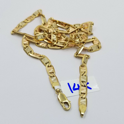 Pre-owned Globalwatches10 Solid 14k Trio Gold Chain Necklace Yellow White Rose Gold 5mm 20 22 24 26 Inch