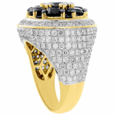 Pre-owned Jfl Diamonds & Timepieces Black & White Diamond Pinky Ring Mens 10k Yellow Gold Round Cut 10.50 Ct. In White ; Black