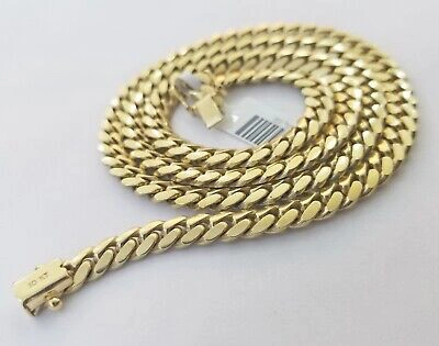 Pre-owned Globalwatches10 Solid Real 10k Gold Chain Miami Cuban Link 6mm Box Lock 22" Yellow Gold Necklace