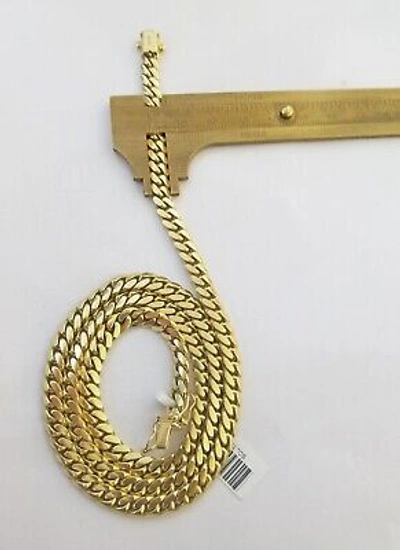 Pre-owned Globalwatches10 Solid Real 10k Gold Chain Miami Cuban Link 6mm Box Lock 22" Yellow Gold Necklace
