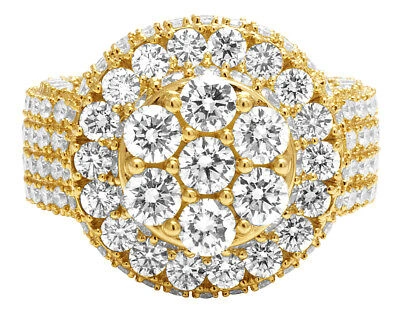 Pre-owned Jewelry Unlimited Mens 3d Eternity Round Cluster Real Diamond Iced Pinky Ring 14k Yellow Gold 8ct
